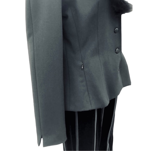 Blumarine black blazer jacket with fur trim Sz 10 I 44 - Picture 5 of 16
